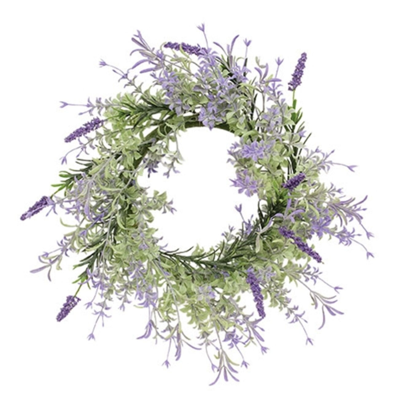 Green Leaf Candle Ring 15 Inch Purple Floral Centerpiece Accent Set of 2